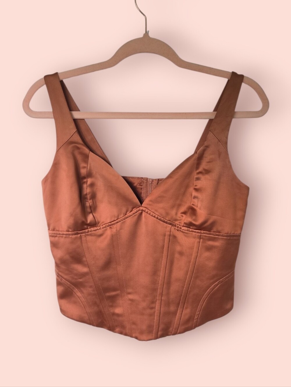Jason Wu Brown Satin Corset Top Size S - Picture 2 of 5